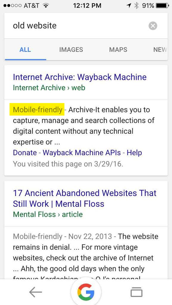 mobile friendly search result