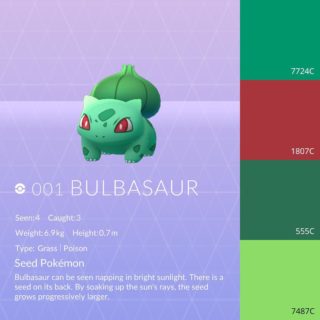 Pantone Pokemon Color Series - Bulbasaur #pokemon #pokemongo #pantone #color #bulbasaur